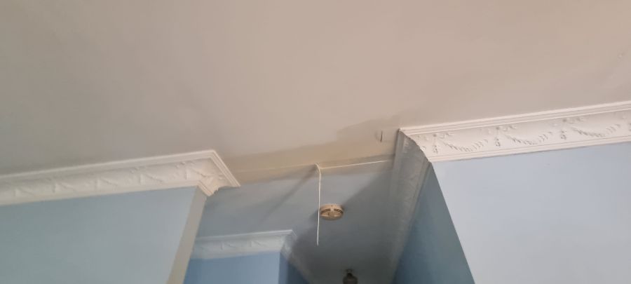 during plaster repair of ceiling
